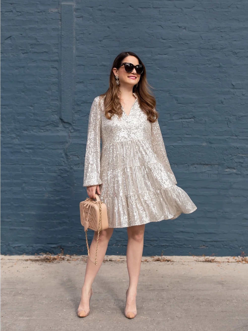 SAIL TO SABLE SEQUIN BABYDOLL DRESS